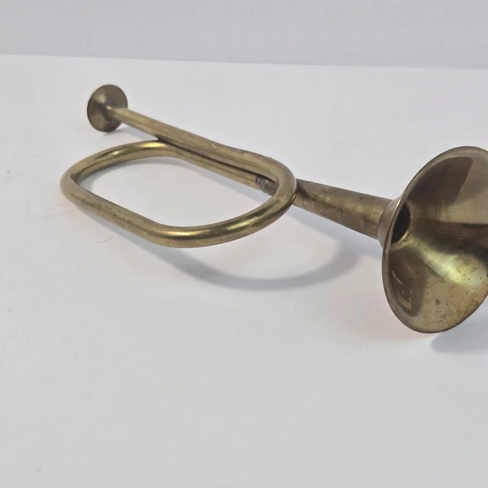 Vintage Brass Bugle Horn Small Decorative Trumpet Antique Style Instrument 8.5